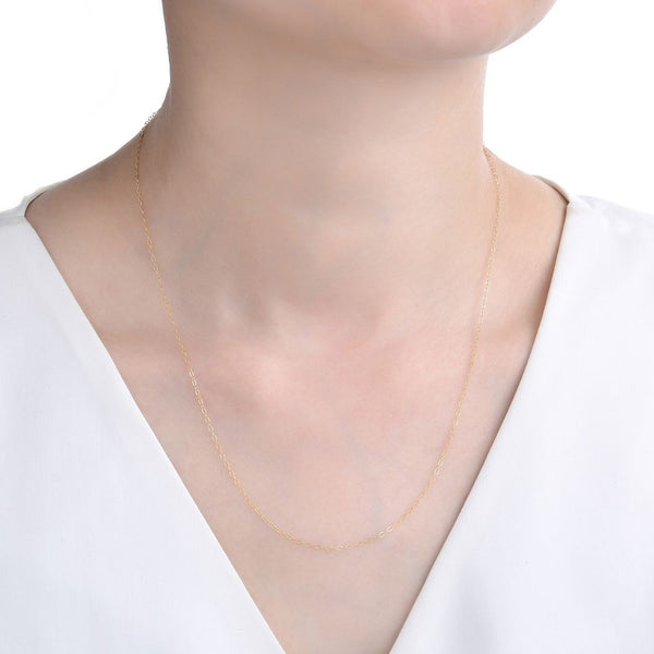 1pc 1/20 14K Gold Filled Diamond-Cut Flat Cable Link Chain Necklace, 1.3mm Width/Small, Non Tarnish, Length Selections: 16 inch/18 inch