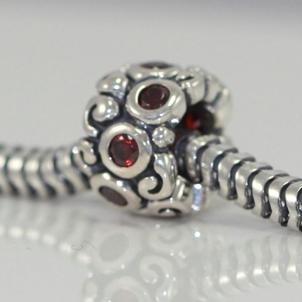 1pc Solid 925 Sterling Silver Artistic Bead Charm Cubic Zirconia CZ, Compatible with Pandora All Other Charm Bracelet, EC9