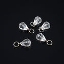 5pcs April Clear Birthstone Charm Drops, 10mm Austrian Teardrop Crystal Beads, Sterling Silver Plated Open Jump Rings, BR6-4