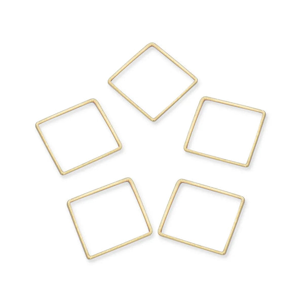 50pcs Raw Brass Square Beading Hoops, Open Back Bezel Frame, Unplated/Uncoated, 0.8mm/20 Gauge, Size Selections: 12mm/16mm/20mm