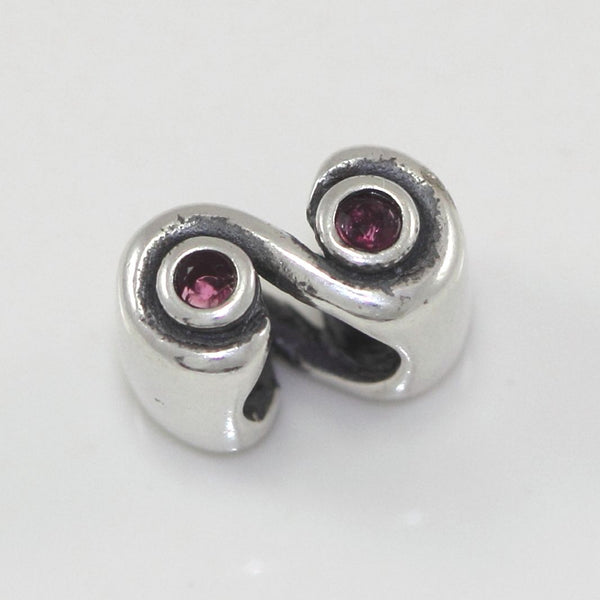 1pc Real 925 Sterling Silver Charm, July Birthstone Charm Bead, Cubic Zirconia CZ Red Ruby Gemstone, Compatible with Pandora all Other Charm Bracelets, EC416