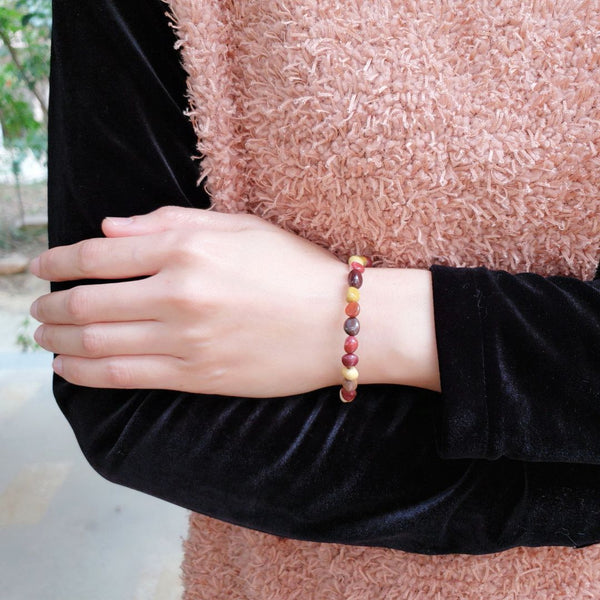1 Strand Stretch Natural Mookaite Jasper Free Form Gemstone Bracelet, 5-8mm Small Beads, Length Selections: 7 inch/7.5 inch