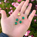10pcs Grade A May Emerald Green Birthstone Charm Drops, 18K Yellow Gold Plated Stainless Steel, Tarnish Resistant, 10mm, CCP31-5