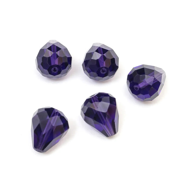 24pcs Adabele Austrian Faceted Teardrop Crystal Beads #5500, Purple Velvet, 12mm x 10mm, Hole ID 1.2mm, SST-1227