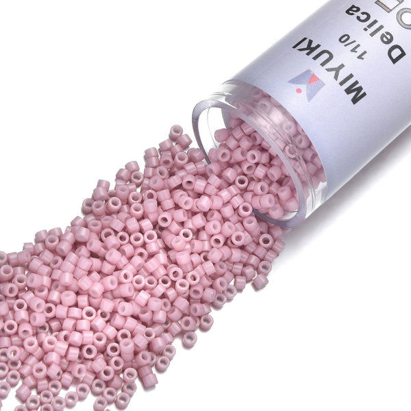 7.5g Miyuki Delica 11/0 Seed Beads, Opaque Glazed Luster Antique Rose DB210