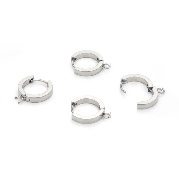 10pcs 304 Surgical Stainless Steel 16mm Round Huggie Hoop Earring Hooks – Open Ring, 3mm Wire Gauge