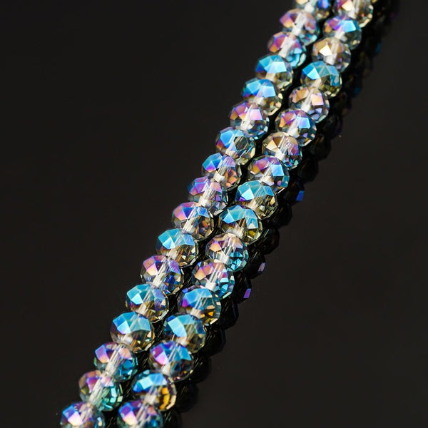 500pcs Creative Club Faceted Rondelle Crystal Glass Beads, Green Peridot Shimmer, 6x4mm, Hole ID 1mm, CCR636