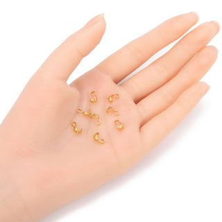 100pcs Raw Brass Clamshell Calotte Bead Tip, Crimp Bead End Cap, Open Hook, 9mm, Unplated/Uncoated, CX82