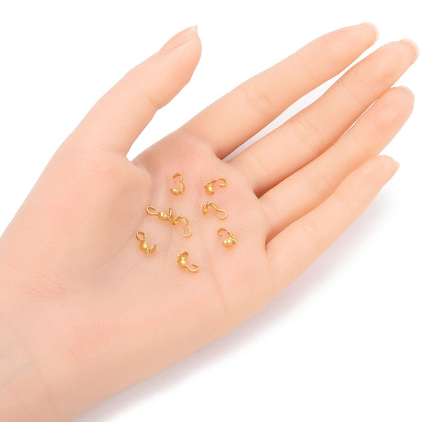 100pcs Raw Brass Clamshell Calotte Bead Tip, Crimp Bead End Cap, Open Hook, 9mm, Unplated/Uncoated, CX82