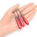 1pc Natural Red Howlite Hexagonal Pile Gemstone Pendant Necklace, 18 Inch Surgical Stainless Steel Chain, GGP-B13