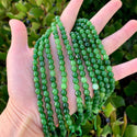 Natural Green Jade Gemstone Faceted Round Beads, 6mm, Hole ID 0.9mm, 2 Strands/28 Inch Total, GH-E19