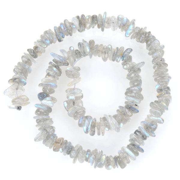 Natural Grade A Labradorite Gemstone Smooth Tumbled Pebble Beads, Irregular, 8mm-10mm, Hole ID 1mm, 1 Strand/15 Inch, GZ3-10