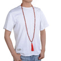 Adabele Premium 108 Mala Bead Tassel Necklace, 8mm Natural Red River Jasper Gemstone, Buddhist Japa Prayer Beaded Jewelry Mala Purple Tassel RGN10