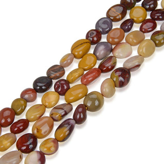 Natural Mookaite Jasper Gemstone Oval Tumbled Pebble Beads, Irregular, 7mm to 12mm, Hole ID 1mm, 15 Inch/1 Strand, GZ12-57
