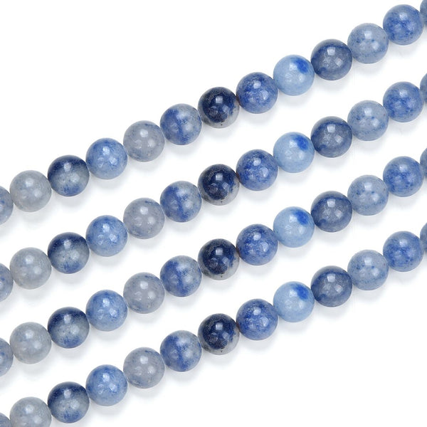 Natural Blue Aventurine Gemstone Round Beads, 1 Strand/15 Inch, Size Selections: 4mm/6mm/8mm/10mm