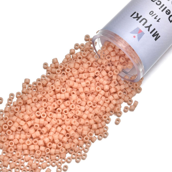 30g Miyuki Delica 11/0 Seed Beads, Duracoat Opaque Tea Rose (Pink) DB2111