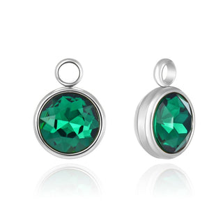10pcs Grade A May Emerald Green Birthstone Charm Drops, Stainless Steel, Tarnish Resistant, 6mm, CCP32-5