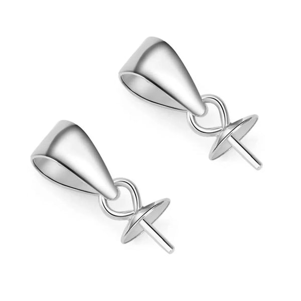10pcs 925 Sterling Silver Eye Pin Peg Bails, Glue-on Pendant Connector, Cup Size Selections: 3mm/4mm/5mm