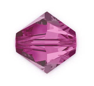 50pcs Preciosa Faceted Bicone Crystal Beads, Fuchsia, 6mm, Hole ID 1mm, Pre-B622