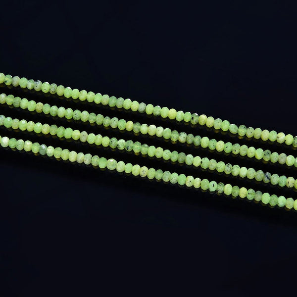 Natural Green Canadian Nephrite Jade Gemstone Tiny Small Faceted Rondelle Beads, 3x2mm, Hole ID 0.65mm, 15 Inch/1 Strand, GK-A4