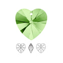 20pcs Top Drilled Valentine Heart Drop Crystal Beads, August Peridot Green Birthstone Beads, 10mm, Hole ID 1mm, BB15-8
