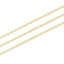 16.5 Feet Tarnish Resistant Diamond Cut Flat Cable Chain Link, 18K Yellow Gold Plated Brass, Size Selections: 1.3mm/1.5mm/2.5mm