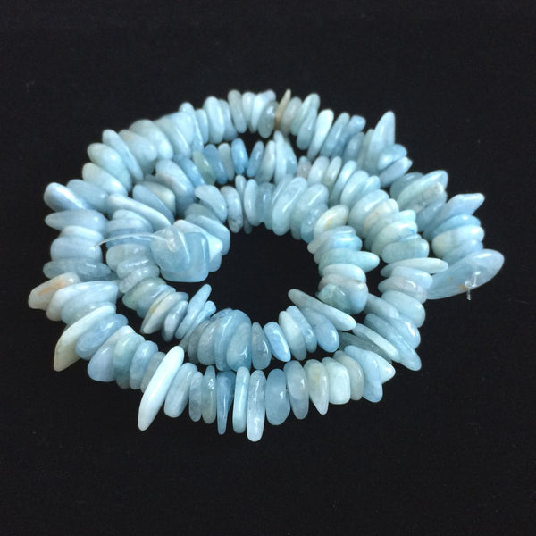 Natural Blue Aquamarine Gemstone Flat Coin Chip Beads, Irregular, 7mm-10mm, Hole ID 1mm, 15 Inch/1 Strand, GZ7-6