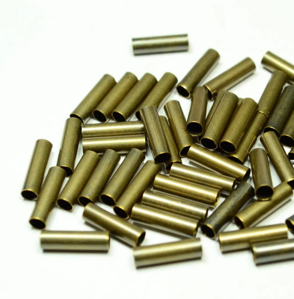 200pcs Smooth 5mm Small Tube Beads, Antique Bronze Plated Brass, Tarnish Resistant, Hole ID Selections: 0.5mm/1.5mm