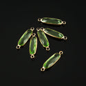 10pcs Grade A August Peridot Green Rectangle Bar Birthstone Links, 18K Yellow Gold Plated Brass, 21x7mm, CCP9-G8