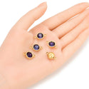 10pcs Grade A February Amethyst Purple Birthstone Links, 18K Yellow Gold Plated Stainless Steel, Tarnish Resistant, 10mm, CCP37-2