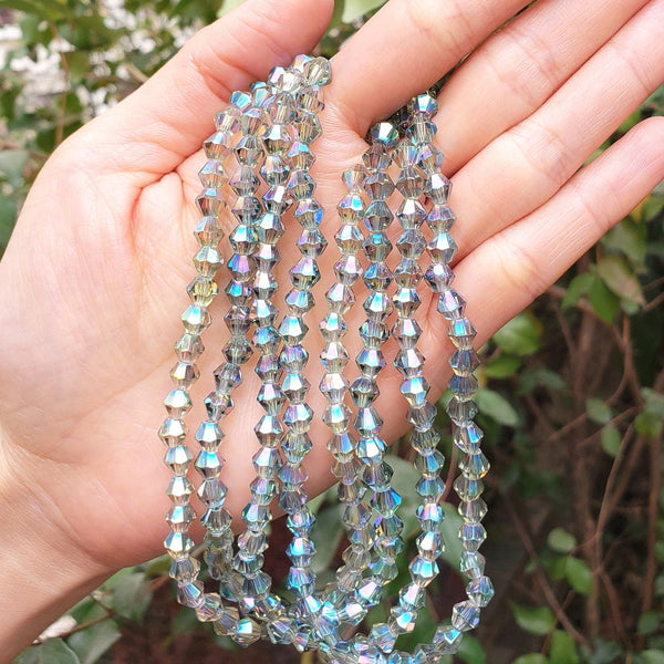 250pcs Creative Club Faceted Bicone Crystal Glass Beads, Green Peridot Shimmer, 6mm (0.24 Inch), Hole ID 1mm, CCB636