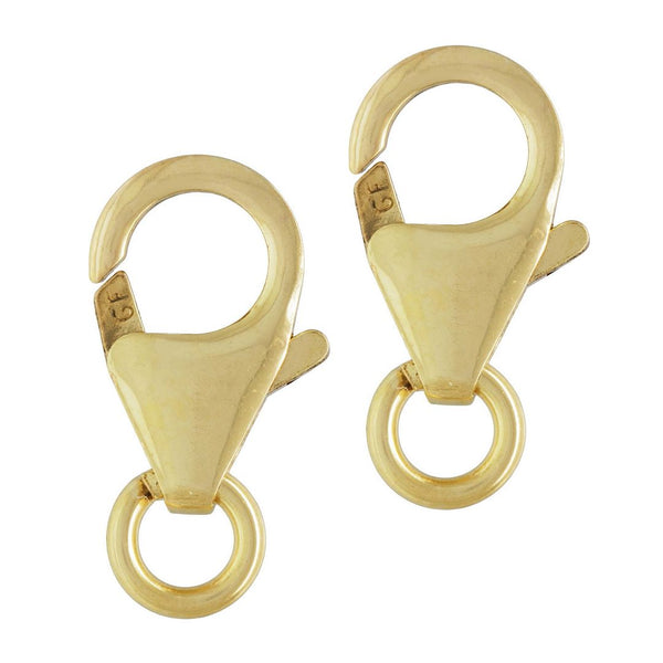 2pcs Real 1/20 14K Gold Filled Lobster Claw Clasps, Open Jump Ring, Size Selections: 10mm/12mm
