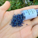 7.5g Miyuki Delica 11/0 Seed Beads, Night Sky-Lined Luster Clear DB2386