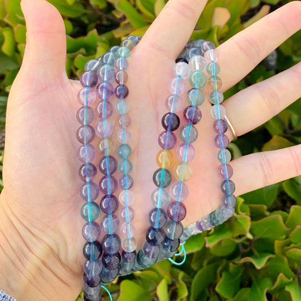 Natural Grade A Purple Fluorite Gemstone Round Beads, 15 Inch/1 Strand, Size Selections: 6mm/8mm