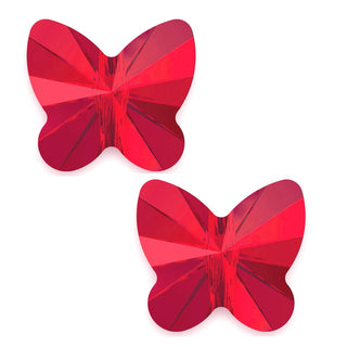 20pcs Creative Club Butterfly Crystal Glass Beads #5754, Center Drilled, July Light Siam Red Birthstone, 10mm, Hole ID 1mm, CCBF-6