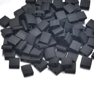 10g Miyuki Full Tila Square Seed Beads 5x5mm, Opaque Matte Black (TL-401F)
