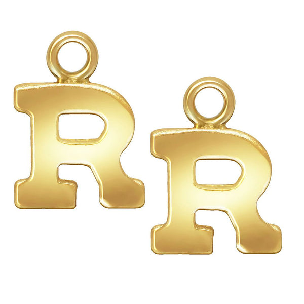 1pc Real 1/20 14K Gold Filled Letter R, Small Alphabet Charm Drop, 5.8x5.6mm, JK12-A18