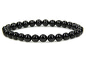 1 Strand Stretch Natural Black Agate Beaded Gemstone Bracelet, 6mm Beads, Length Selections: 7 inch/7.5 inch/8 inch