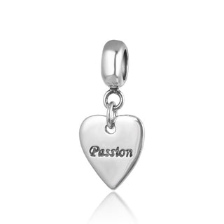 Solid 925 Sterling Silver Heart Love Charm Passion Heart Charm