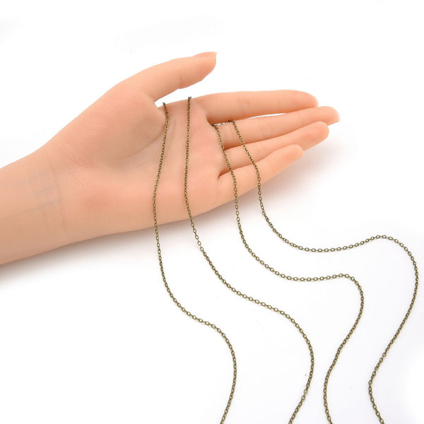 33 Feet Diamond Cut Flat Cable Chain Link, Antique Bronze Plated Copper, Chain Width Selections: 1.3mm/1.5mm/1.8mm/2.5mm