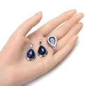 2pcs Natural Blue Sodalite Teardrop Gemstone Pendants, 22mm Pear Stone Drops, G2P-J7
