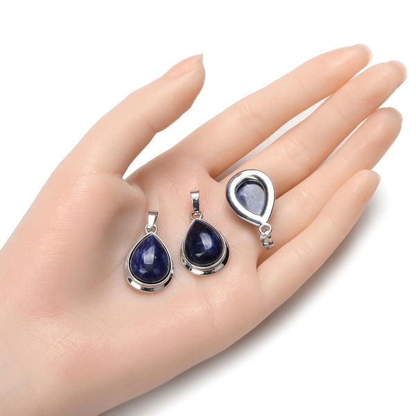 2pcs Natural Blue Sodalite Teardrop Gemstone Pendants, 22mm Pear Stone Drops, G2P-J7