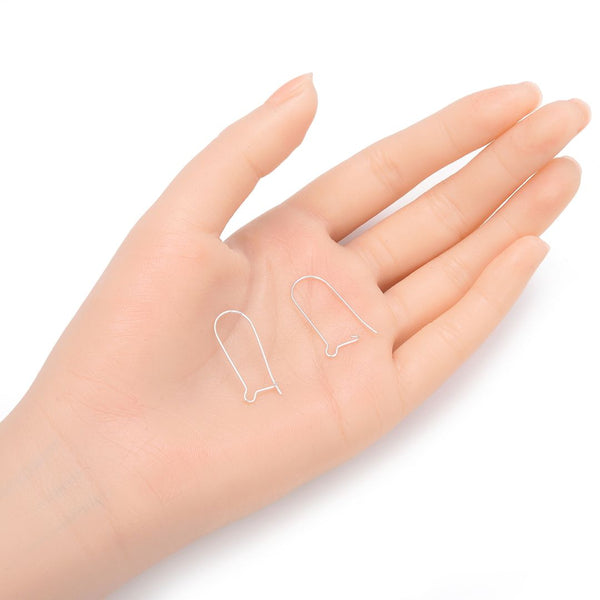 10pcs 925 Sterling Silver Kidney Earring Hooks, 0.7mm/21 Gauge, Length Selections: 20mm/25mm/30mm/36mm