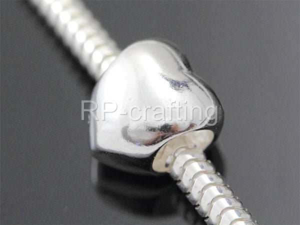 1pc Solid 925 Sterling Silver Heart Charm My Love Bead, Compatible with Pandora All Other Charm Bracelet, EC154