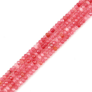 Natural Rhodochrosite Red Quartz Gemstone Faceted Rondelle Beads, 4x2mm/Small, Hole ID 0.9mm, 14 Inch/1 Strand, GH1R-2