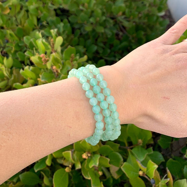 1 Strand Stretch Natural Green Aventurine Beaded Gemstone Bracelet, 6mm Beads, Length Selections: 7 inch/7.5 inch/8 inch