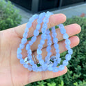 1 Strand Stretch Natural Blue Lace Agate Free Form Gemstone Bracelet, 5-8mm Small Beads, Length Selections: 7 inch/7.5 inch