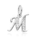 1pc 925 Sterling Silver Letter M Charm, Tarnish Resistant Rhodium Plated, Cubic Zirconia CZ Name Initial Pendant Drop,SSP-C13