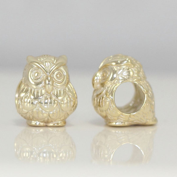 1pc Cute Gold Plated Sterling Silver Owl King Charm Bird Animal Bead, Compatible with Pandora All Other Charm Bracelets, EC2-K2G