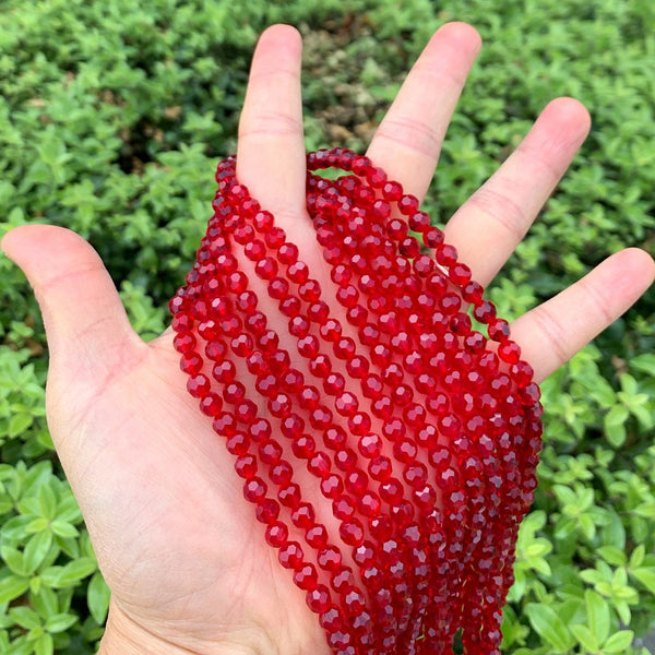 200pcs Creative Club Faceted Round Crystal Glass Beads, Siam Red, 6mm (0.24 inch), Hole ID 1mm, CC2R605